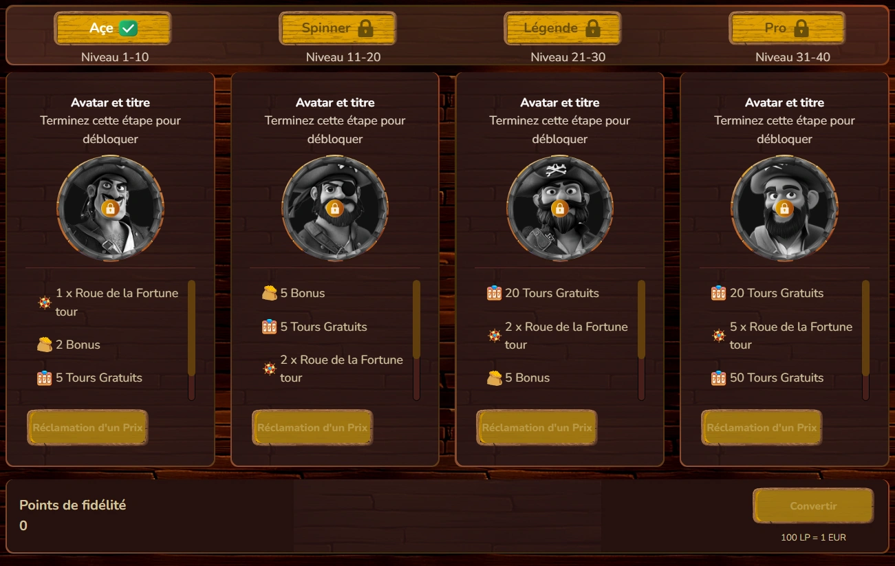 Pirate Spins Statut VIP